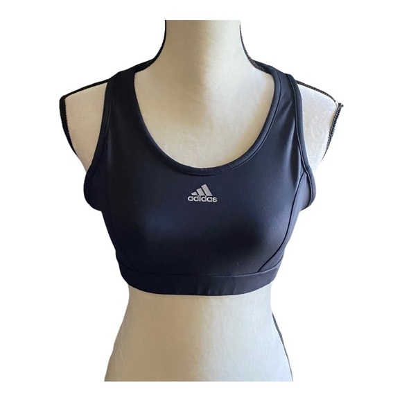 ADIDAS-BLACK SPORTS BRA-SIZE LARGE - Picture 1 of 6